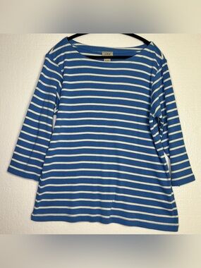 L.L.Bean striped blue white cotton sweater size XL great condition
